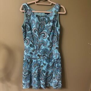 Brooks Brothers 346‎ Dress Sz 10 Dress Linen Blue Paisley Pattern Sleeveless